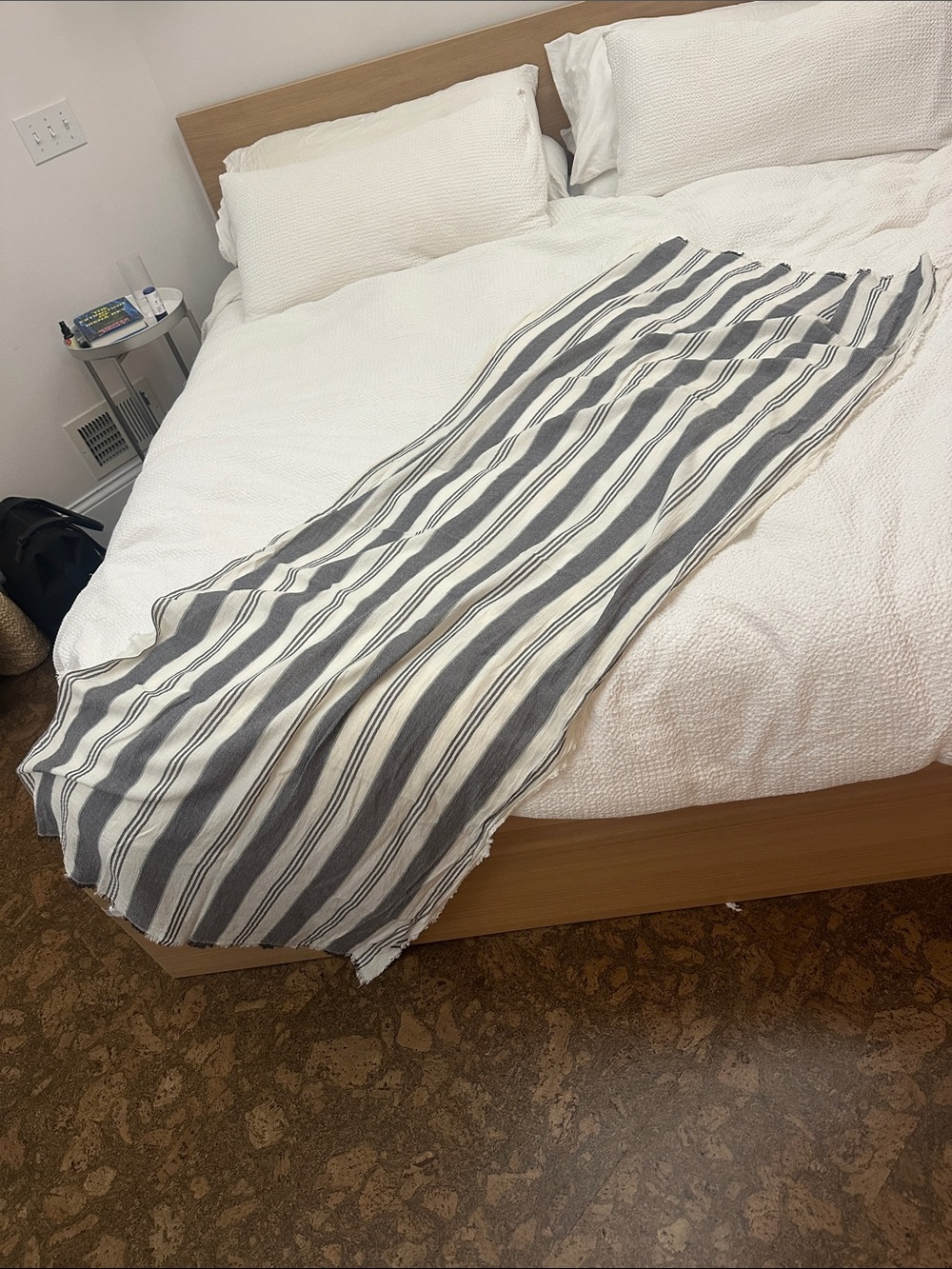 Zara Striped Lightweight Scarf in White and Gray